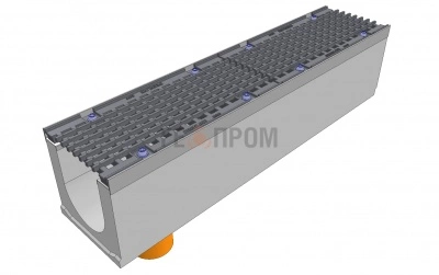 лоток водоотводный бетонный super dn150 h=210 с решеткой чугунной вч (комплект) кл. d400 с вертикальным водосливом
