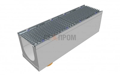 лоток водоотводный бетонный super dn200 h=280 с решеткой чугунной вч (комплект) кл. d400 с вертикальным водосливом
